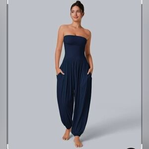 Strapless Navy Blue Jumpsuit with Pockets NWT *MAKE ME AN OFFER!